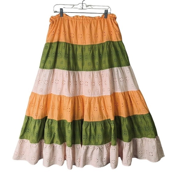 Anthropologie Hutch Fantine Maxi Skirt Womens Size Large $158 Boho Eyelet Summer - Picture 13 of 15